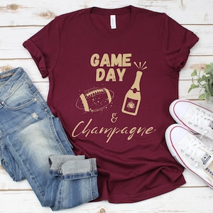 Game Day and Champagne Shirts, Sunday Football Shirt, Sunday Funday Football Shirts, Champagne Brunch Shirts, Women&#39;s Fun Football Shirt,