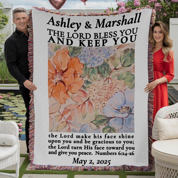 Personalized Family Woven Blanket, Customized Wedding Blanket
