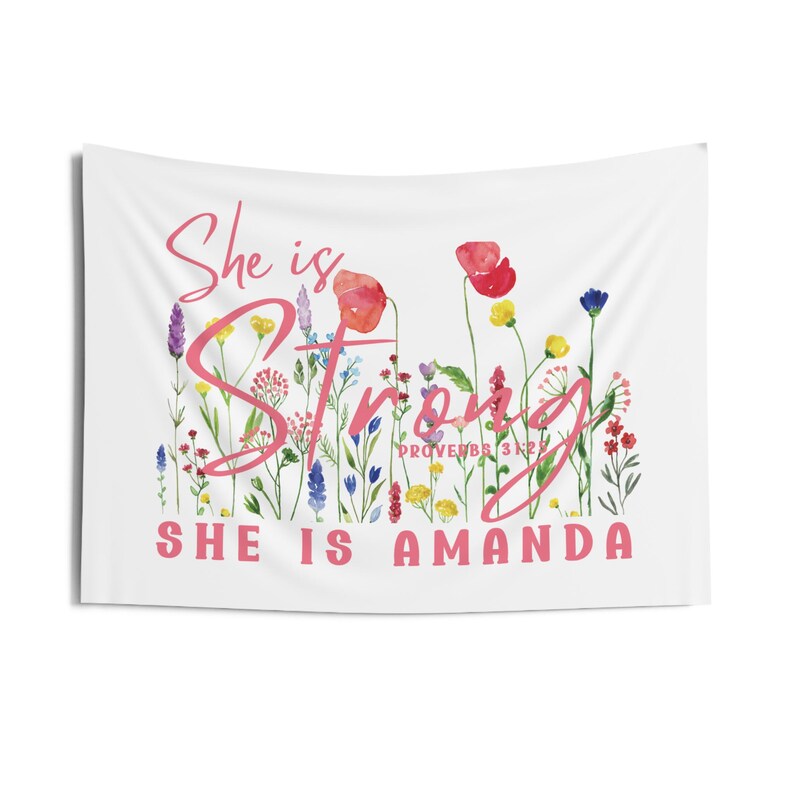 Personalized Name Christian Tapestry Girls Bedroom Decor, Custom