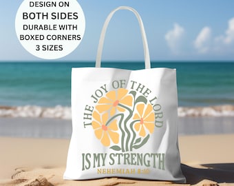 Joy of the Lord Christianity Tote Bags, Church Bag, Inspirational Bible Verse Tote, Christian Bible Study Bags, Faithful Godly Gift For Her