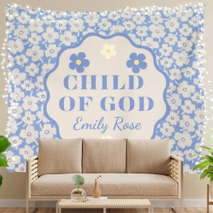 Personalized Christian Wall Tapestry, Child of God Wall Flag, Girls Room, Kids Playroom, Nursery, Art  Dorm Wall Decor, Christian Home Gift