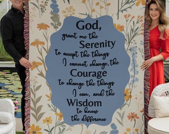 Christian Floral Woven Blanket, Serenity Sympathy Prayer Blanket, Inspirational Scripture Throw, Biblical Couch Throw, Godly Sympathy Gift