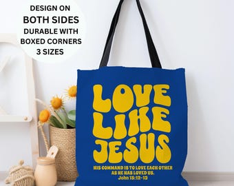 Love Like Jesus Christianity Tote Bags, Church Bag, Inspirational Bible Verse Tote, Christian Bible Study Bags, Faithful Godly Gift For Her