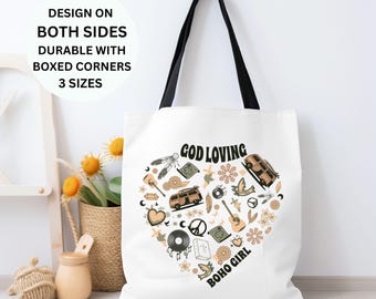 Inspirational Christian Tote Bag, Boho Girls Church Bag, Christianity Merch Bible Tote, Girls Bible Study Bag, Jesus Bag, Godly Girl Gift