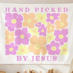 Christian Tapestry Girls Bedroom, Jeremiah 1:5 Scriptural Floral Wall Art For Nursery, Bible Verse Wall Flag, Church Classroom, Godly Gift