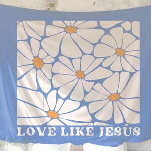 Christian Scripture Wall Tapestry, Love Like Jesus, Boho Floral Art, Girls Room & Nursery Decor, Inspirational Christian Gift
