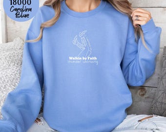 Walk By Faith Western Sweatshirt, Christian Cowgirl Aesthetic, Funny Bible Verse Crewneck, Faith Based Church Apparel, 2 Corithians 5:7 Gift