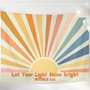 Christian Inspirational Scripture Banner Be The Light Matthew 5:14 Tapestry Kids Room, Church Classroom Decor,  Dorm Art, Godly Girl Gift
