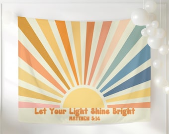 Christian Inspirational Scripture Banner Be The Light Matthew 5:14 Tapestry Kids Room, Church Classroom Decor,  Dorm Art, Godly Girl Gift
