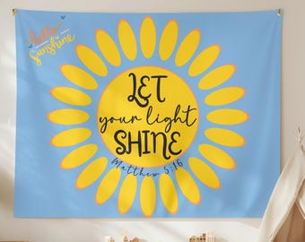Christian Inspirational Scripture Tapestry Let Your Light Shine Matthew 5:16 Kids Room Banner, Church Classroom, Dorm Art, Godly Girl Gift