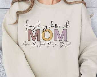 Personalized Mom Sweatshirt With Kids Names, Custom Mama Sweatshirte For Mothers Day Gift, Custom Mom Crewneck With Names, Custom Mama Shirt