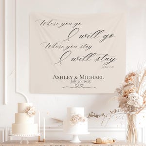 Personalized Wedding Display Backdrop, Custom Church Tapestry Christian Wedding Reception Decor, Bridal Shower Gift, Engagement Party Banner