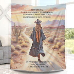 Personalized Graduate Blanket Christian Graduating Daughter, Christian High School College Graduation Gift For Grandaughter, Custom Gift