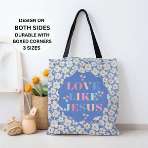 Christian tote bag Church bag Christian tote bags Christian merch Bible tote Wildflower tote bag Jesus tote Bible bag Boho christian bag