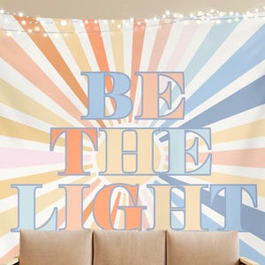 Christian Inspirational Scripture Tapestry Be The Light Matthew 5:16 Banner Girls Room, Church Classroom Decor,  Dorm Art, Godly Girl Gift