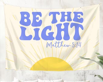 Christian Retro Scripture Tapestry Wall Hanging Be The Light Matthew 5:14 Christianity Inspired Wall Art  Dorm Decor Faithful Christian Gift