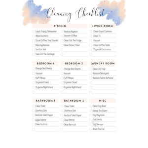 Fully Customizable Cleaning Checklist - Etsy