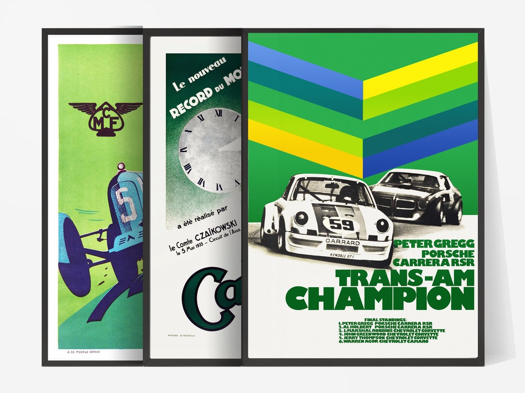 Set of 3 Posters Digital Download Racing Wallart Cars and - Etsy
