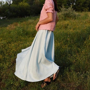 Linen Long A Line Skirt, Smart Casual Linen Summer Maxi Skirt for Special Occasions