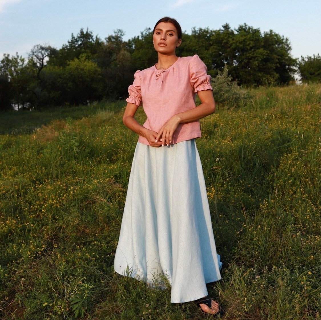 Pink Linen Top