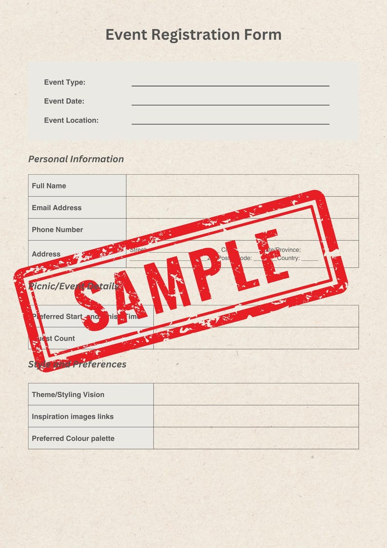 Event Intake Form Examples Luxury Picnic Client Intake Form | Event Client Information ...