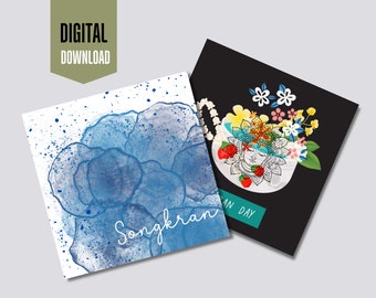 Conjunto de cartões para o Dia de Songkran | Festival da Água da Tailândia (Download Digital)