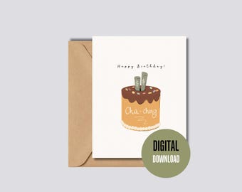Cartão de Aniversário Bolo de Dinheiro | Cartão de Presente em Dinheiro para Imprimir | Cartão de Aniversário Filipino | Download Digital