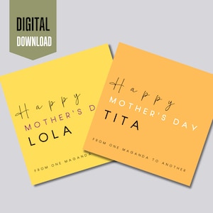 Tagalog afdrukbare kaart Happy Mother's Day | Filipijnse Moederdagkaartenset | Kaarten voor Lola en Tita | Filippijnse Moederdagkaart