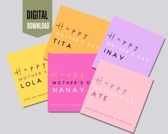 5 Filipino Mother&#39;s Day Card Printable, Tagalog Mother&#39;s Day Card Set, Cards for Filipina Mother&#39;s Day, Pinay Mother&#39;s Day Card Gift,
