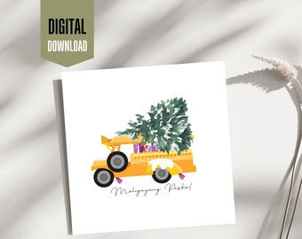 Filipino Christmas Card (Jeepney), Maligayang Pasko Instant Digital Download, Printable Filipino Greeting Card