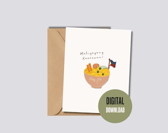 Cartão de aniversário filipino de Pancit | Maligayang Kaarawan | Download digital | Saudações para impressão | Cartão Pinoy