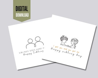 Cartões para o Dia dos Irmãos | Conjunto para Irmão e Irmã (Download Digital)