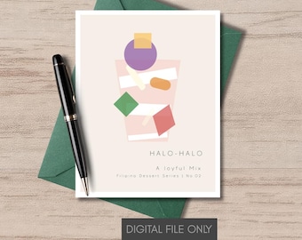 Cartão de Halo Halo para Imprimir | Cartão de Sobremesa Filipina | Arte Moderna Minimalista (Download Digital)