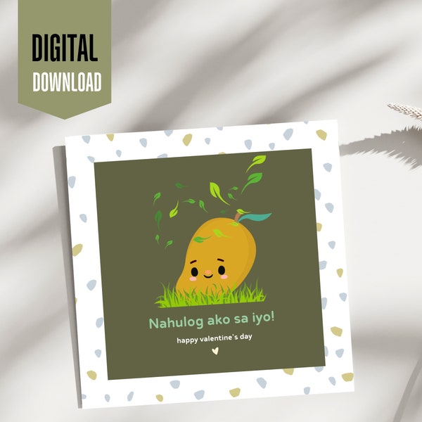 Filipino Valentines Day Card Instant Download | Mango Love Card | Philipine Inspired Gift | I Fall For You | Pinoy Greeting Printable |