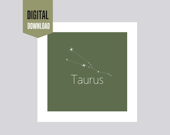 Cartão de Aniversário de Touro | Constelação do Zodíaco (Download Digital)