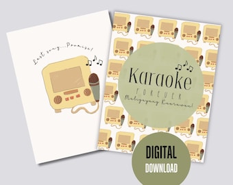 Conjunto de cartões de aniversário de karaokê filipino | Saudações Videoke | Filipino engraçado para impressão | Download Digital|