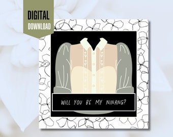 Você será meu Ninang? | Proposta Ninang | Cartão Digital | Download digital do cartão tagalo | Arte Pinoy para impressão | madrinha cartão comemorativo |