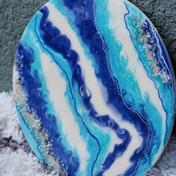 Blue Resin Wall Art Etsy
