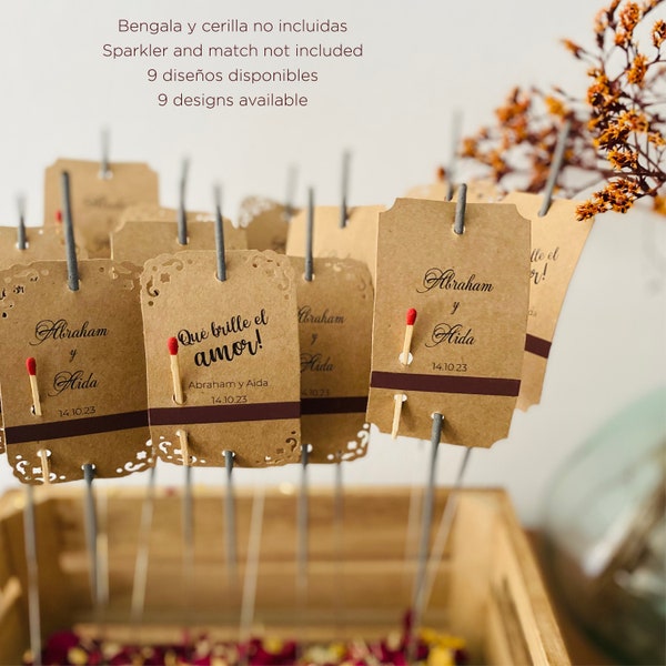 SPARKLER WEDDING. ETIQUETAS personalizadas para bodas y fiestas. Tags. Wedding favors personalized. Let love sparkler