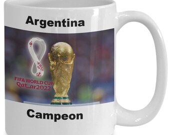 Argentina Campeon, Qatar, World cup 2022, Argentina team, Campeon, white Cup, perfect Present, to remember