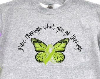 Sweat-shirt de sensibilisation au lymphome, sweat-shirt de cancer du lymphome, sweat-shirt de ruban vert, combattant du cancer, sweat-shirt de ruban de cancer