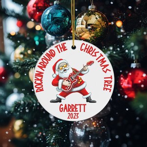 Santa Guitar Ornament, 2023 Christmas Ornament, Personalized Ornament, Guitarist Gift, Funny Christmas, Christmas Decor, Gift for him