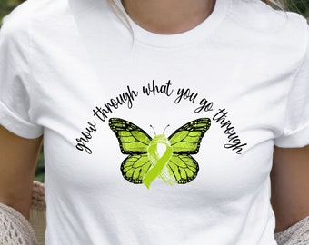 Lymphoma Awareness shirt, Lymphoma Cancer Shirt, Green Ribbon Shirt, Cancer Fighter Shirt, Cancer Ribbon Shirt, Lymphoma Butterfly Shirt