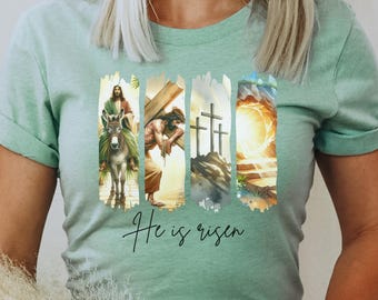 Religiöses Ostern Unisex T-Shirt, Christliches Ostern Shirt, Er ist auferstanden T-Shirt, Osterurlaub Top, Auferstehung Sonntag Kleidung, Geschenk zum Ostertag