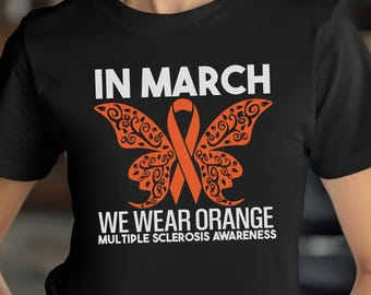 Multiple Sclerosis Awareness Unisex Tee, MS Orange Ribbon Shirt, March Orange Shirt, MS Support Shirt, MS Warrior Gift, Disease awareness