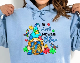 Autism Awareness Hoodie, Neurodiversity sweater, Gnome Puzzle Piece pullover, Autism Gift,  Inclusion Hoodie