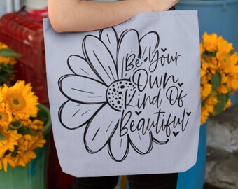 Zelfliefde totebag, Wees je eigen soort mooie totebag, Inspirerende tote bag, Casual boekentas, Mom Gift, Cadeau voor haar, Boodschappentas