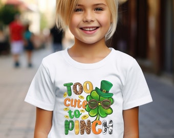 St Patricks tshirt, Too Cute Not to Pinch shirt, Kids St Patricks Day tee, St Patricks day gift for kids, Shamrock shirt, St Patricks day