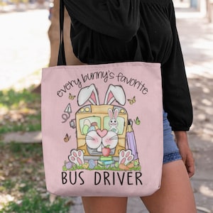Easter Bus Driver totebag, Bus Driver Easter totebag, School Bus Driver tote bag, Bus Driver Casual bookbag, Bus Driver