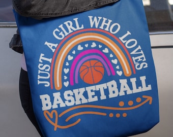 Personalized Basketball tote bag, Just A Girl Who Loves Basketball, Basketball totebag, Trendy bookbag, Basketball Gift, Gift for her, Totes